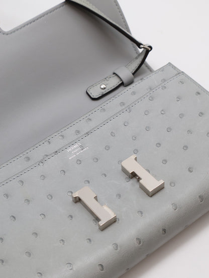 HERMES Constance to go - 鴕鳥皮冰川藍銀 B