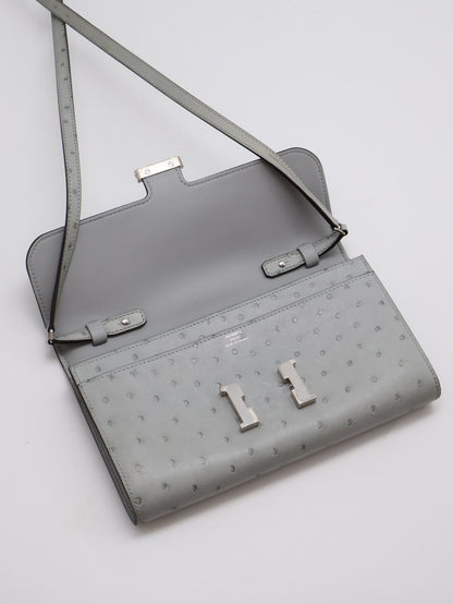 HERMES Constance to go - 鴕鳥皮冰川藍銀 B