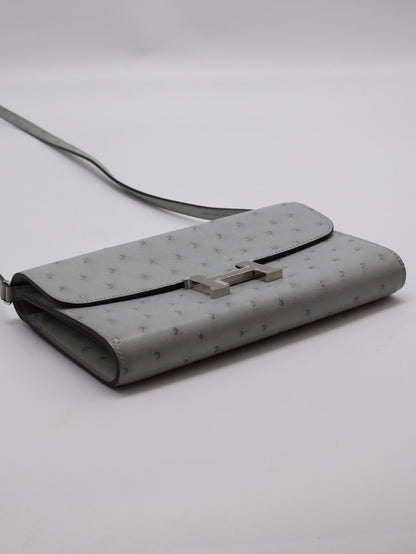 HERMES Constance to go - 鴕鳥皮冰川藍銀 B