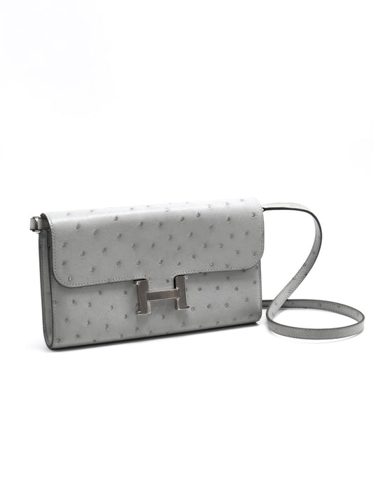 HERMES Constance to go - 鴕鳥皮冰川藍銀 B