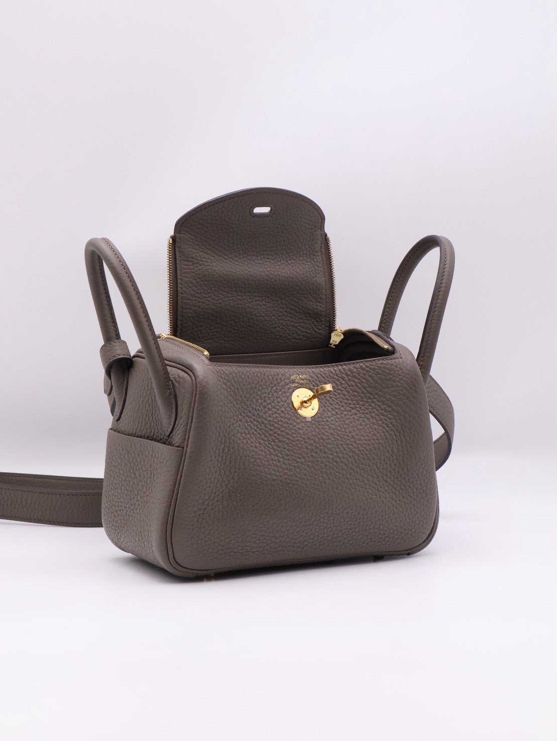 HERMES Mini Lindy - Etain 8F 錫器灰金 Y