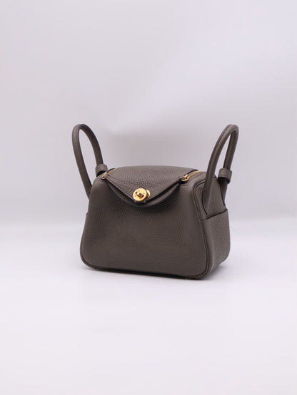 HERMES Mini Lindy - Etain 8F 錫器灰金 Y