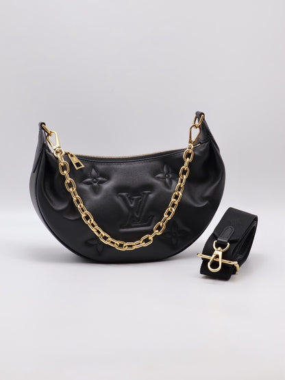 LOUIS VUITTON Over The Moon壓紋牛皮腋下包 -  黑