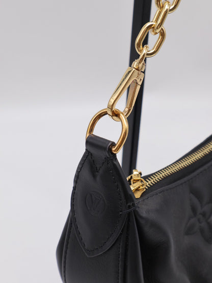 LOUIS VUITTON Over The Moon壓紋牛皮腋下包 -  黑