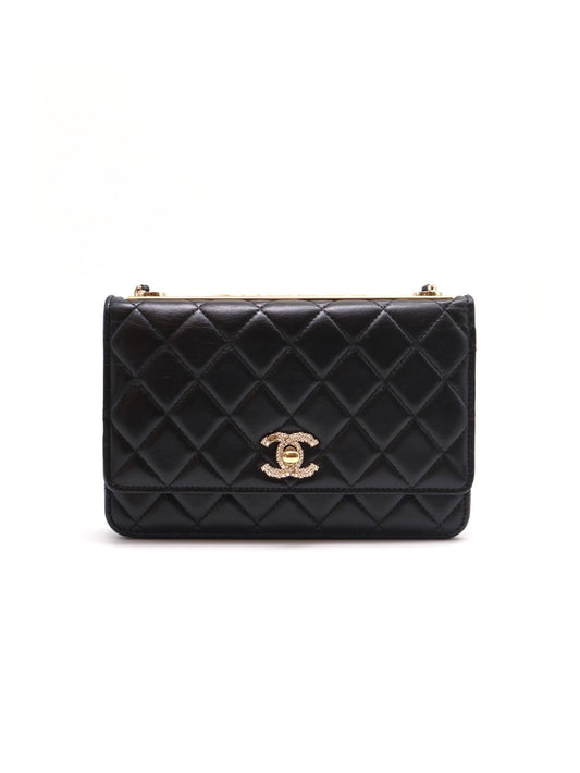 CHANEL 水鑽雙C Trendy WOC - 黑金
