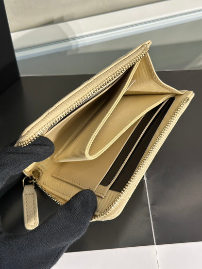 CHANEL L型拉鍊零錢包 - 米金