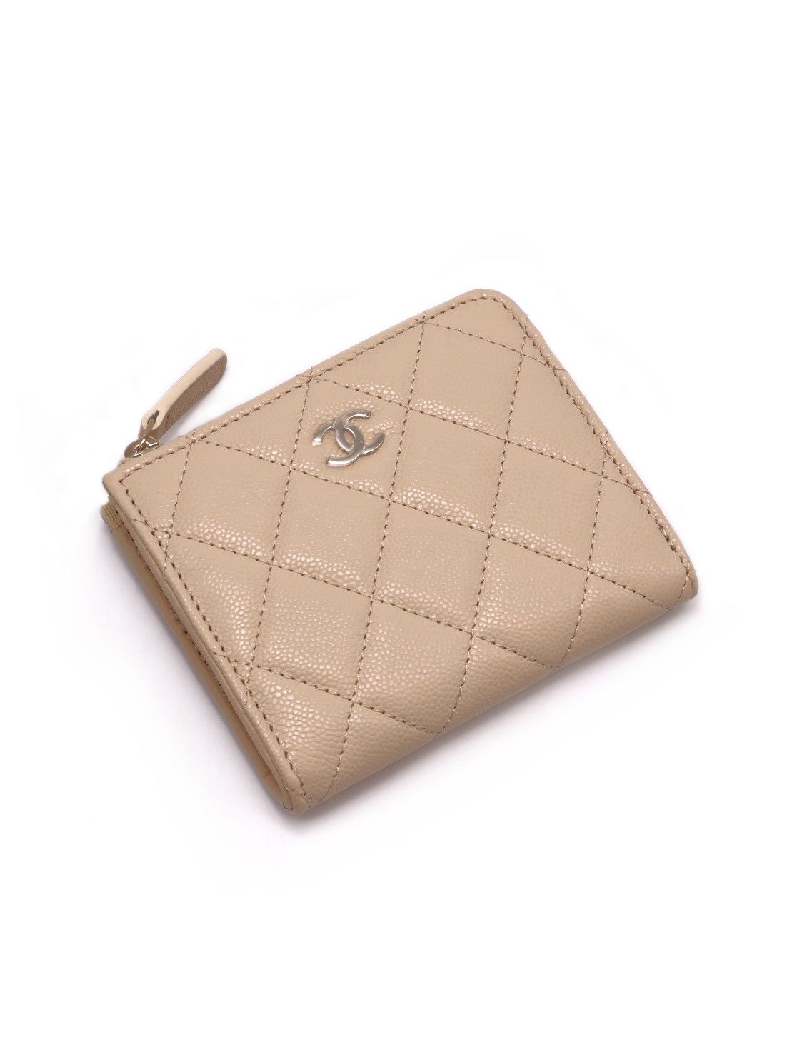 CHANEL L型拉鍊零錢包 - 米金