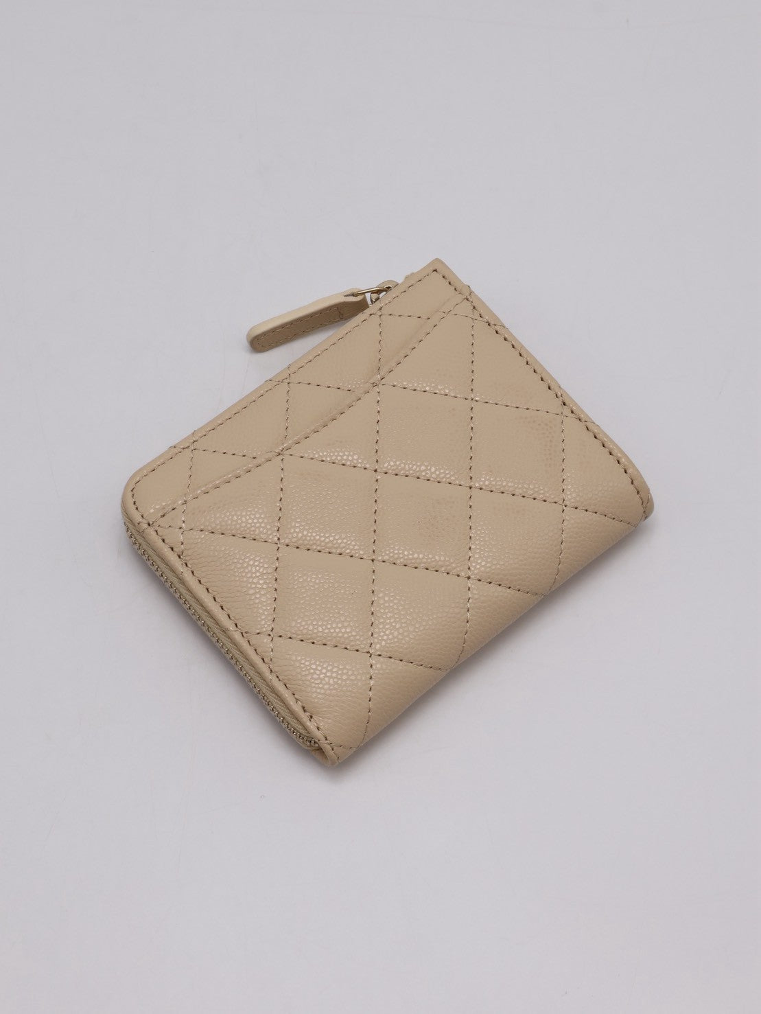 CHANEL L型拉鍊零錢包 - 米金