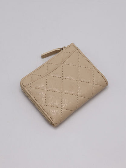 CHANEL L型拉鍊零錢包 - 米金