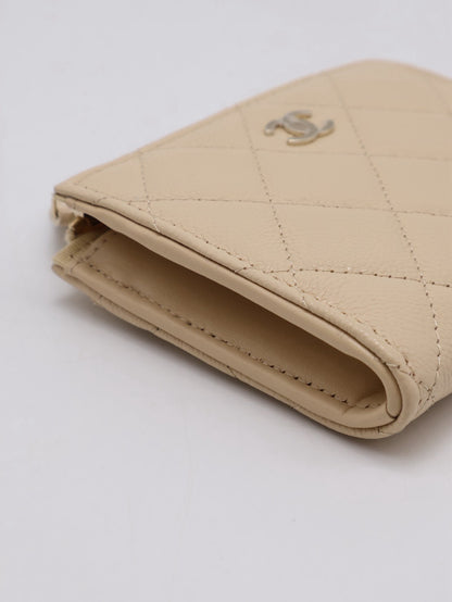 CHANEL L型拉鍊零錢包 - 米金