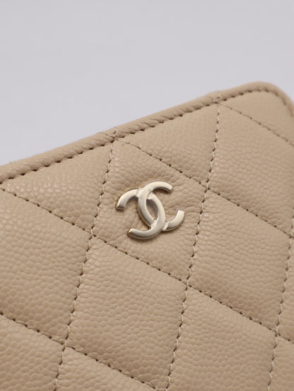 CHANEL L型拉鍊零錢包 - 米金