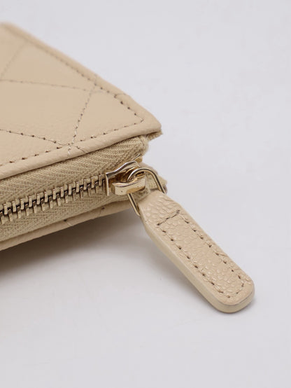 CHANEL L型拉鍊零錢包 - 米金