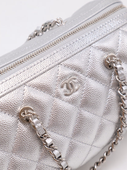 CHANEL 粒面牛皮保齡球包 - 銀