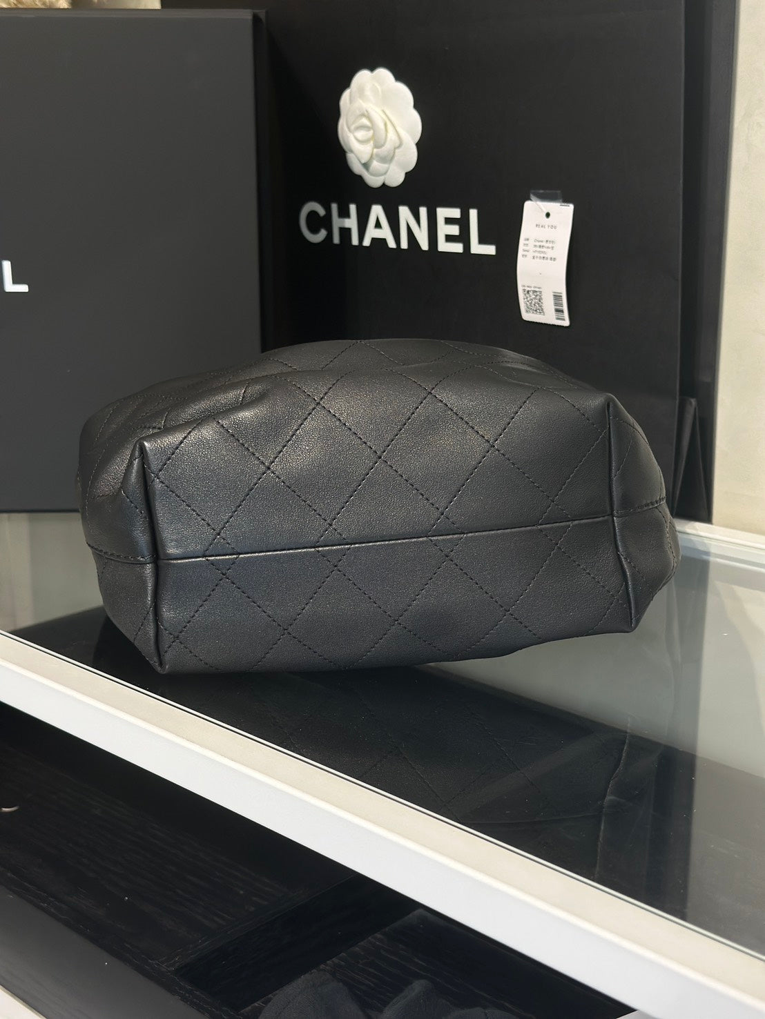 CHANEL 26C牛皮單肩嬉皮Hobo - 小號黑金