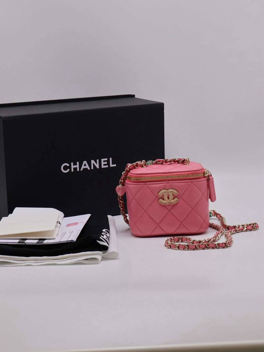 CHANEL 23P果凍串珠小盒子 - 粉金