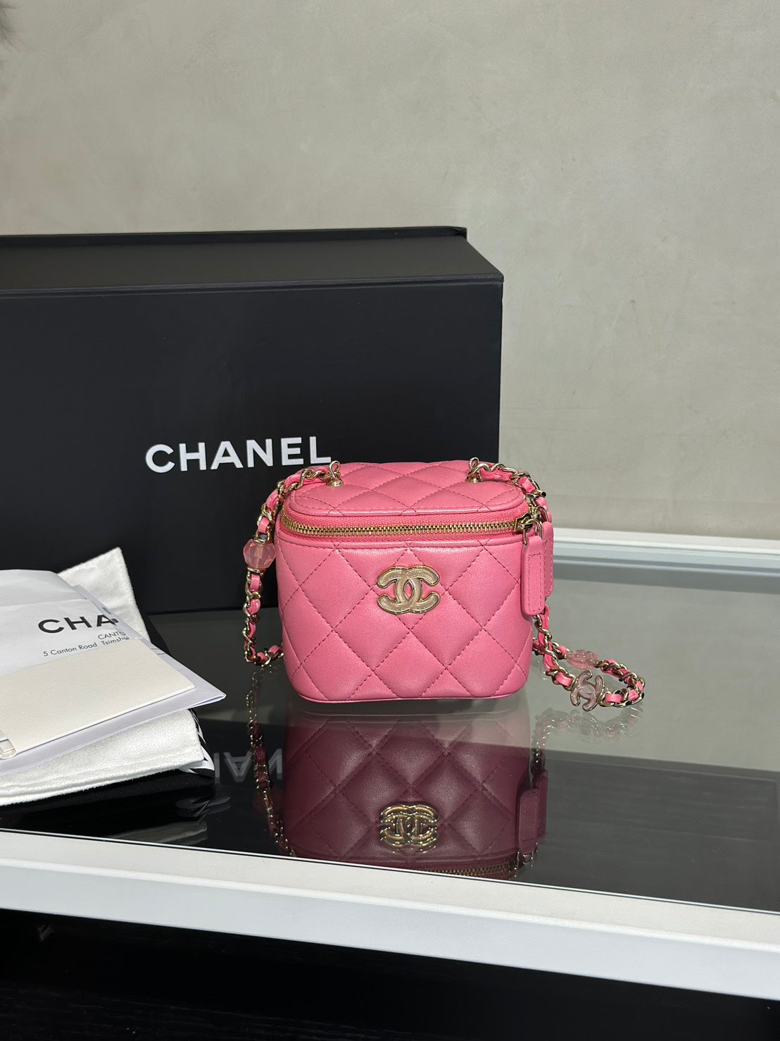 CHANEL 23P果凍串珠小盒子 - 粉金