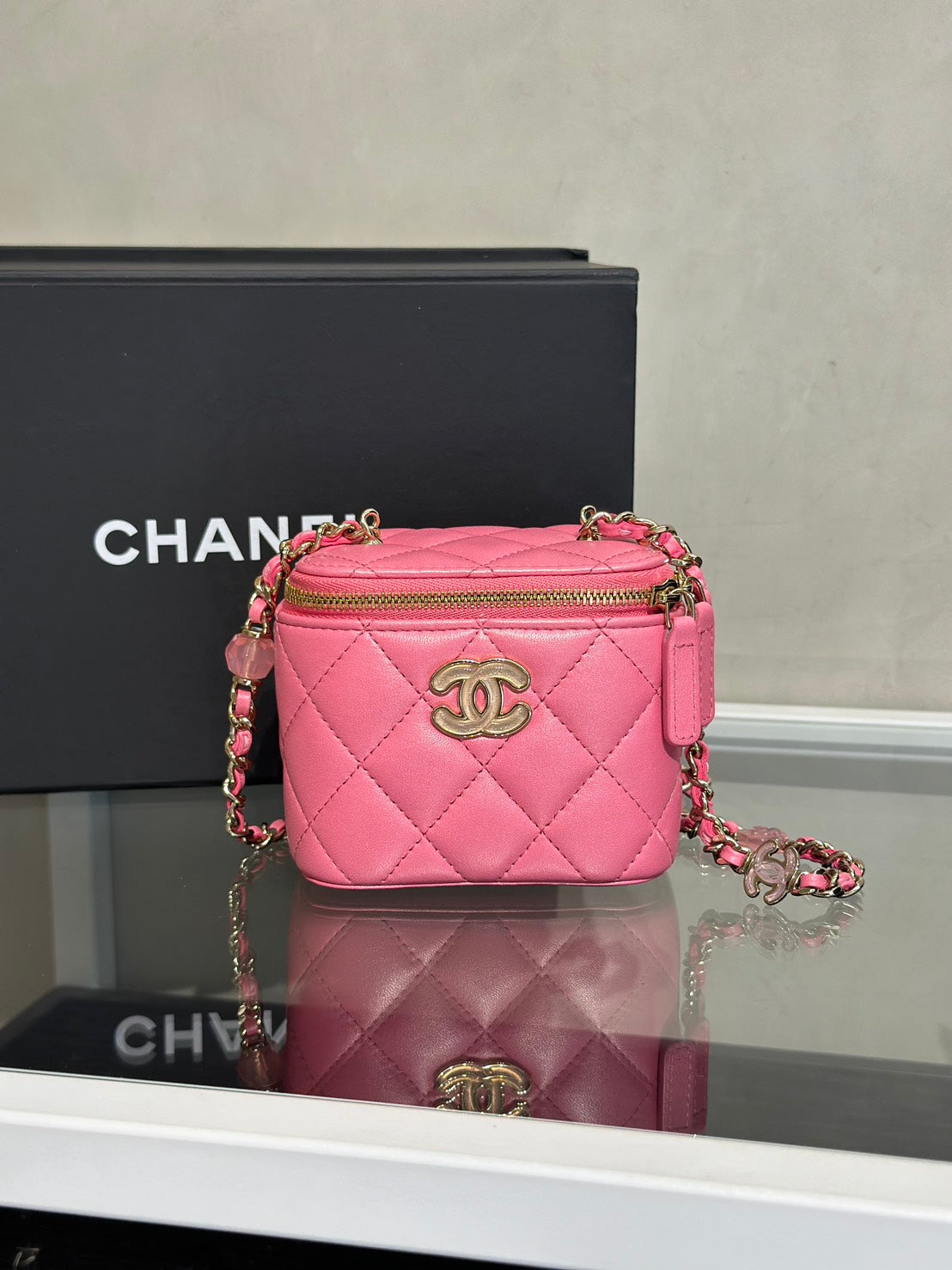 CHANEL 23P果凍串珠小盒子 - 粉金