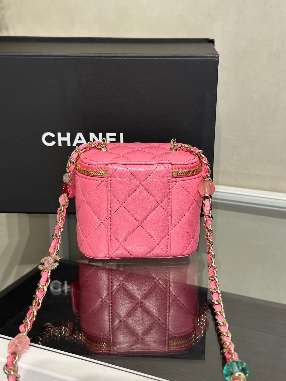 CHANEL 23P果凍串珠小盒子 - 粉金