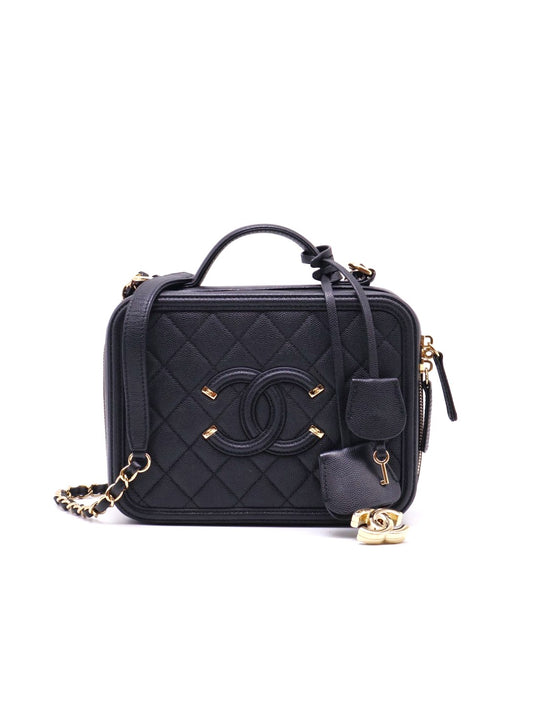 CHANEL Vanity Case相機包 - 中號黑金28開