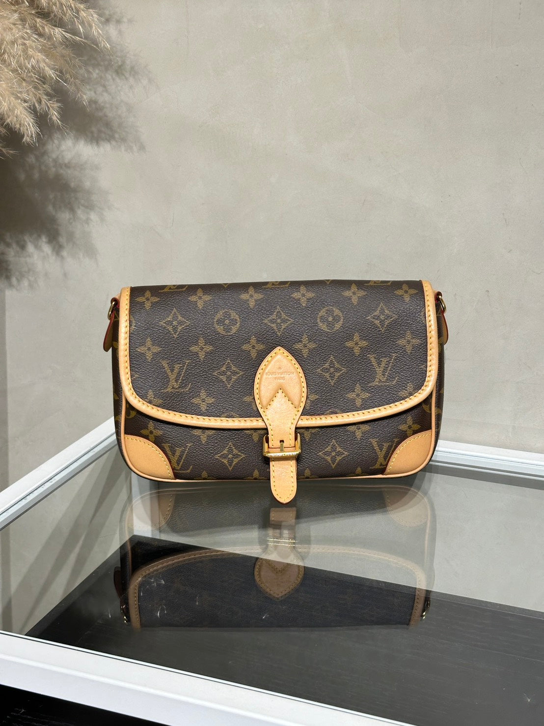 LOUIS VUITTON Diane法棍包 - 紫紅字母背帶