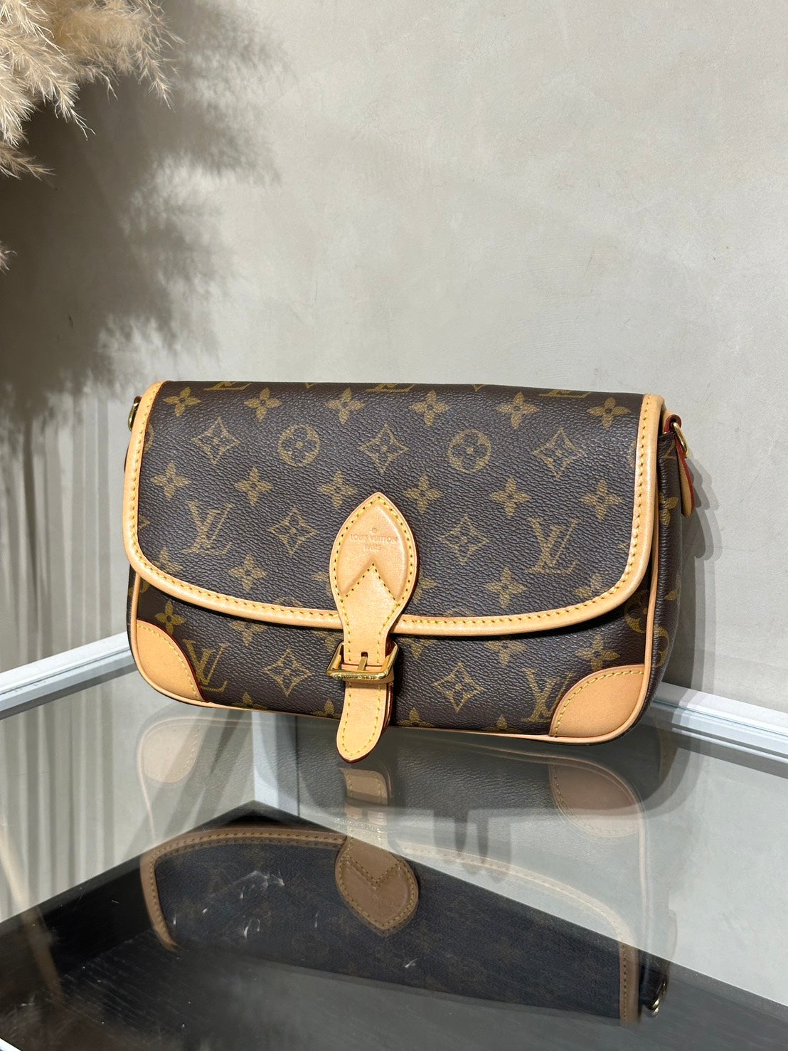 LOUIS VUITTON Diane法棍包 - 紫紅字母背帶