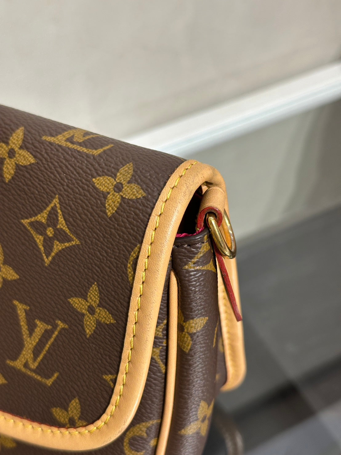 LOUIS VUITTON Diane法棍包 - 紫紅字母背帶