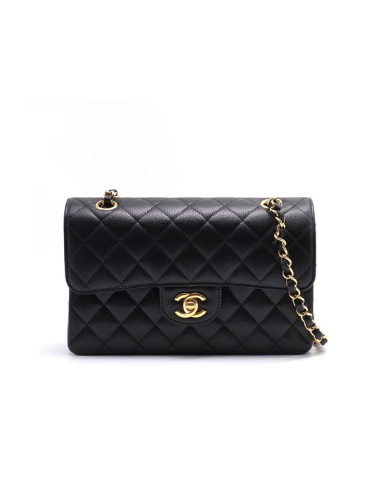 CHANEL 經典口蓋包 CF23 - 粒面牛皮黑金
