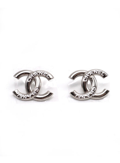 CHANEL 25C白琺瑯CHANEL雙C耳環