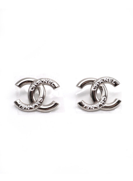 CHANEL 25C白琺瑯CHANEL雙C耳環