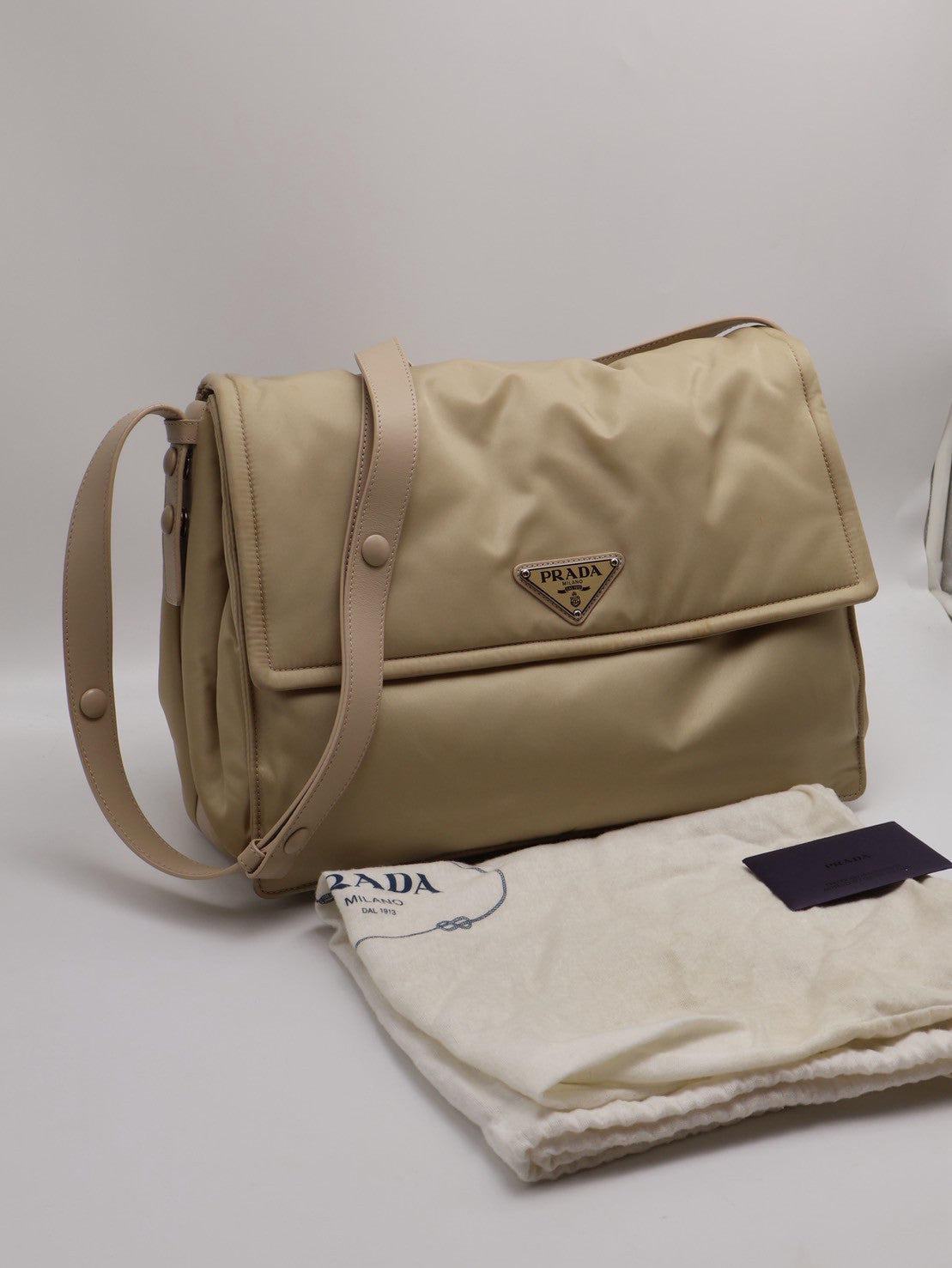 PRADA Cini尼龍郵差包 - 大號卡其