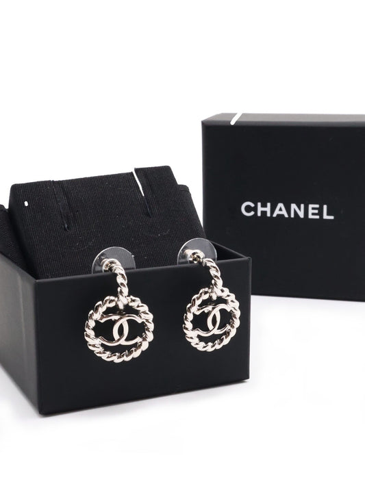 CHANEL 25C麻花圈雙C耳環