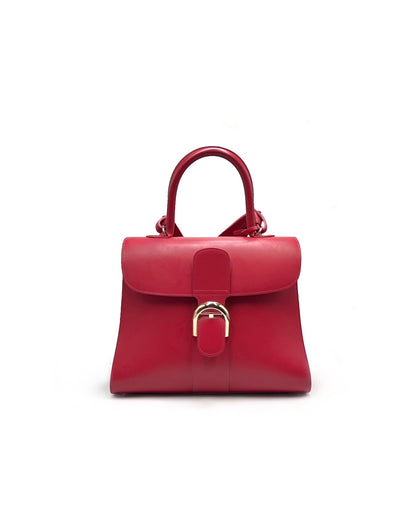 Delvaux Brillant 小牛皮手袋 - MM梅紅