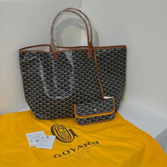 GOYARD 經典亞麻帆布Tote - 大號棕