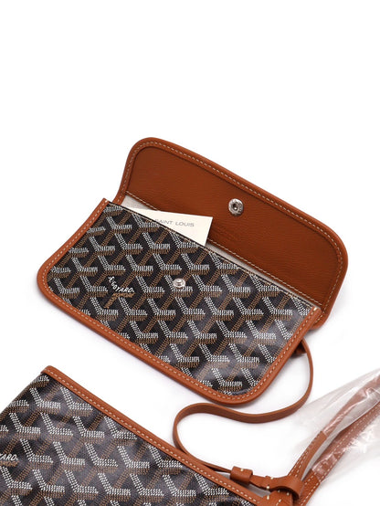 GOYARD 經典亞麻帆布Tote - 大號棕