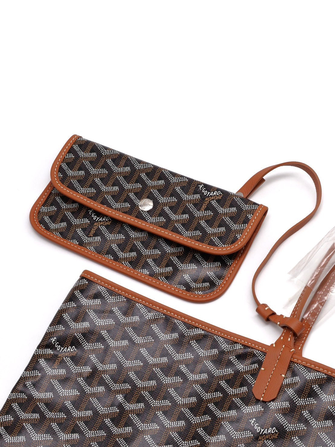 GOYARD 經典亞麻帆布Tote - 大號棕