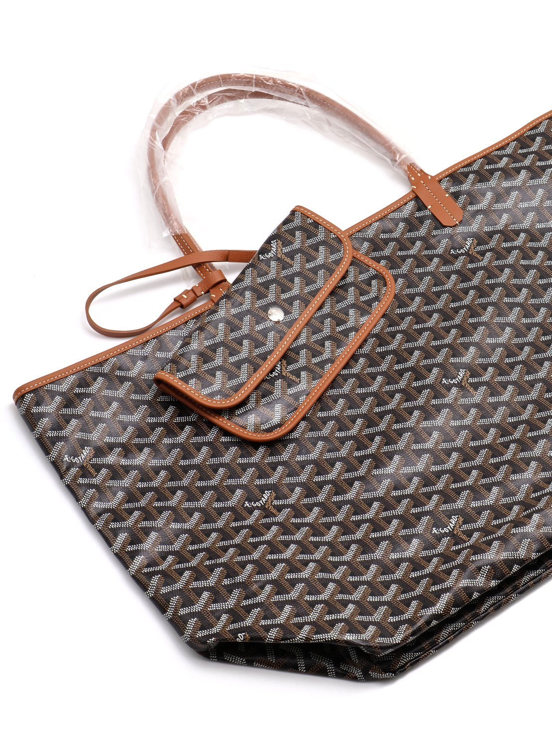 GOYARD 經典亞麻帆布Tote - 大號棕
