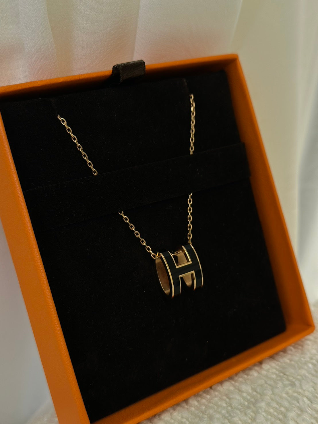 HERMES Pop H項鍊 - 黑玫瑰金