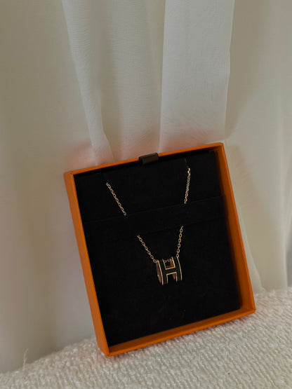 HERMES Pop H項鍊 - 黑玫瑰金