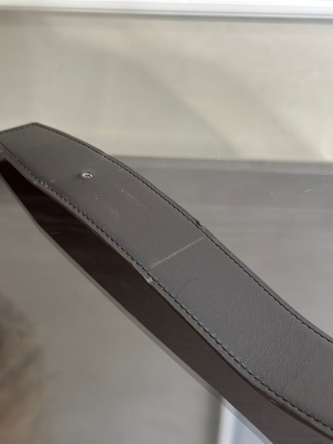 HERMES H銀皮帶釦雙面腰帶 - 黑拚橘 100