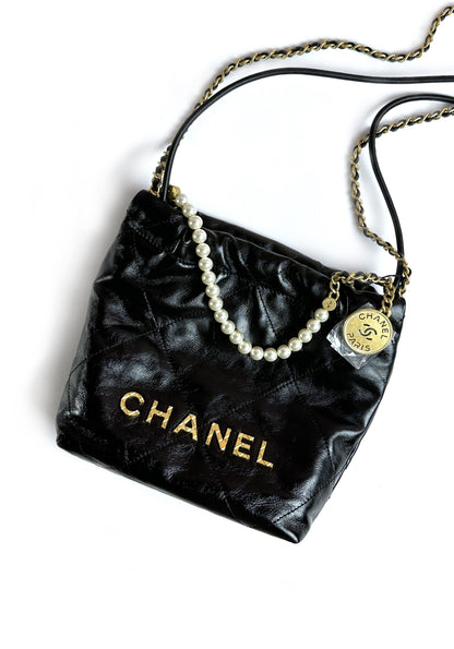 CHANEL 22 Mini bag 珍珠鍊帶款 - 黑金