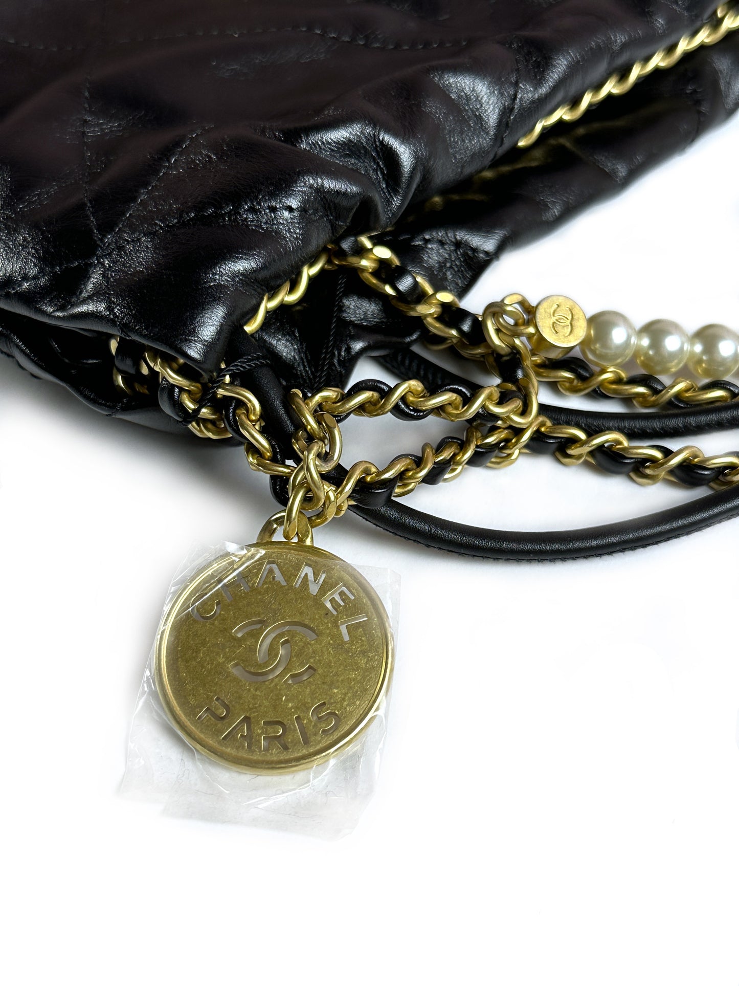 CHANEL 22 mini bag 珍珠鍊帶款 - 黑金