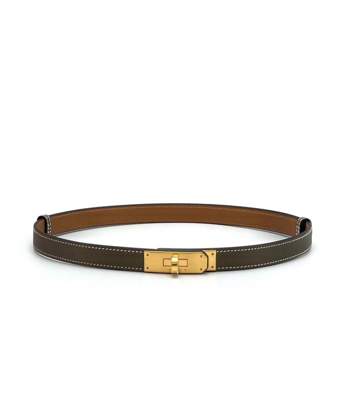 HERMES Kelly腰帶 - Etoupe 18 大象灰金