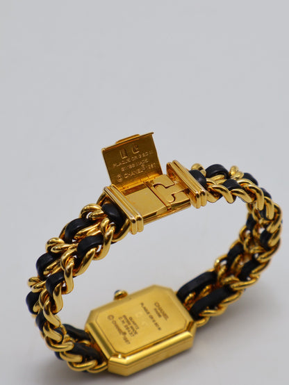 CHANEL 經典Premiers皮穿鍊方糖腕錶 - L黑金