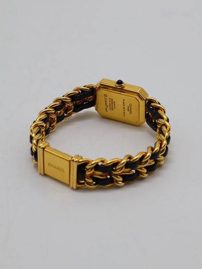 CHANEL 經典Premiers皮穿鍊方糖腕錶 - L黑金