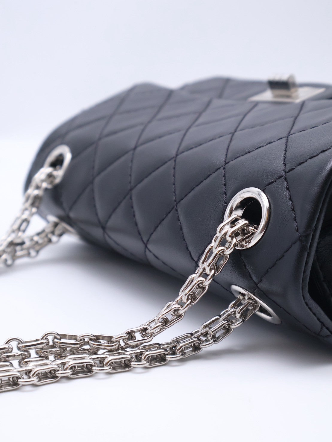 CHANEL 2.55經典口蓋包 20 - 黑銀
