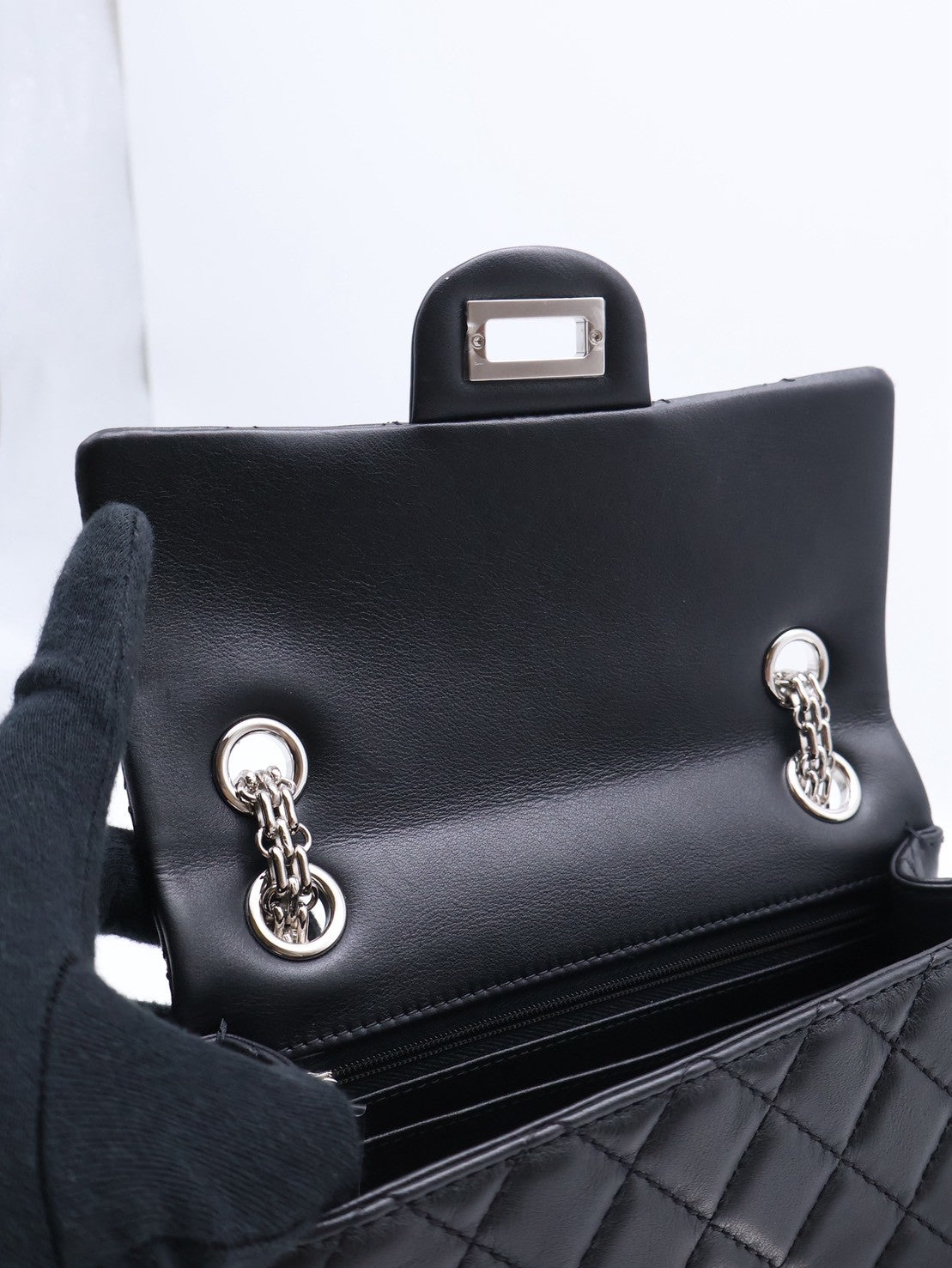 CHANEL 2.55經典口蓋包 20 - 黑銀