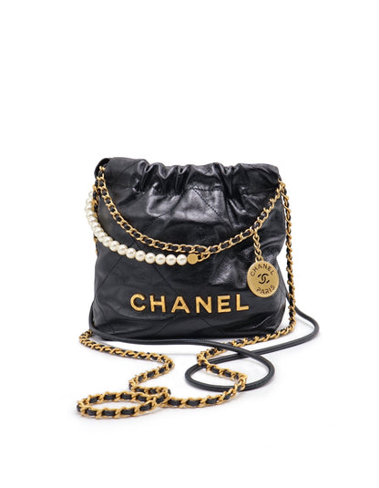 CHANEL 22 Mini bag 珍珠鍊帶款 - 黑金