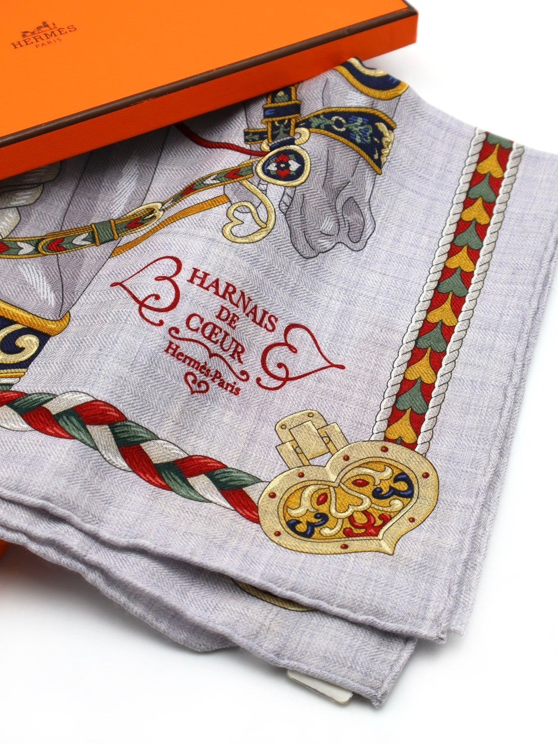 HERMES 甜蜜的鞍具方巾 - 雜灰/波爾多紅/綠