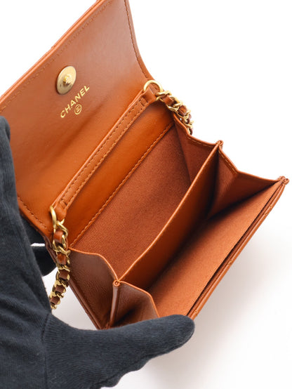 CHANEL 23A雙層小鍊包 - 焦糖棕金