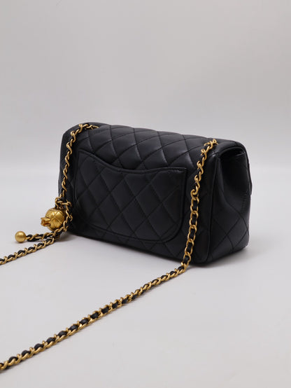 CHANEL 經典口蓋包 Mini CF20 - 金球黑金